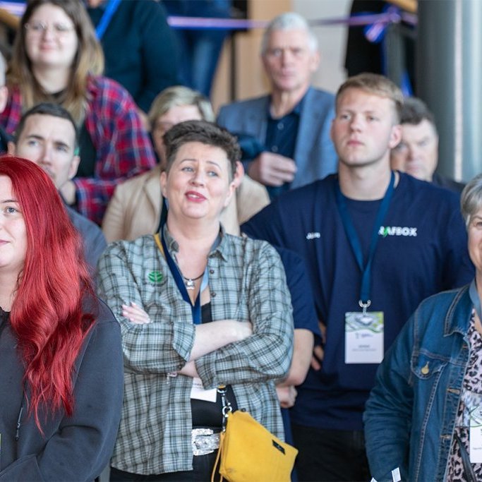 Harpa Dís og fleiri við opnun sýningarinnar. Ljósmynd: Pétur Halldórsson