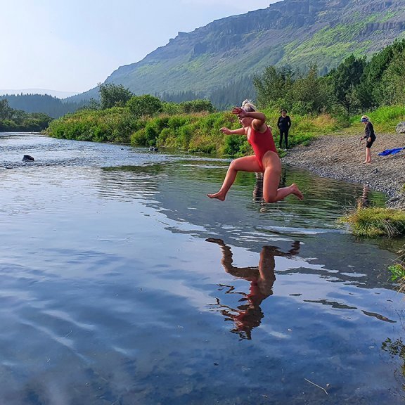 Stokkið í Sandá í Þjórsárdal. Ljósmynd: Hreinn Óskarsson